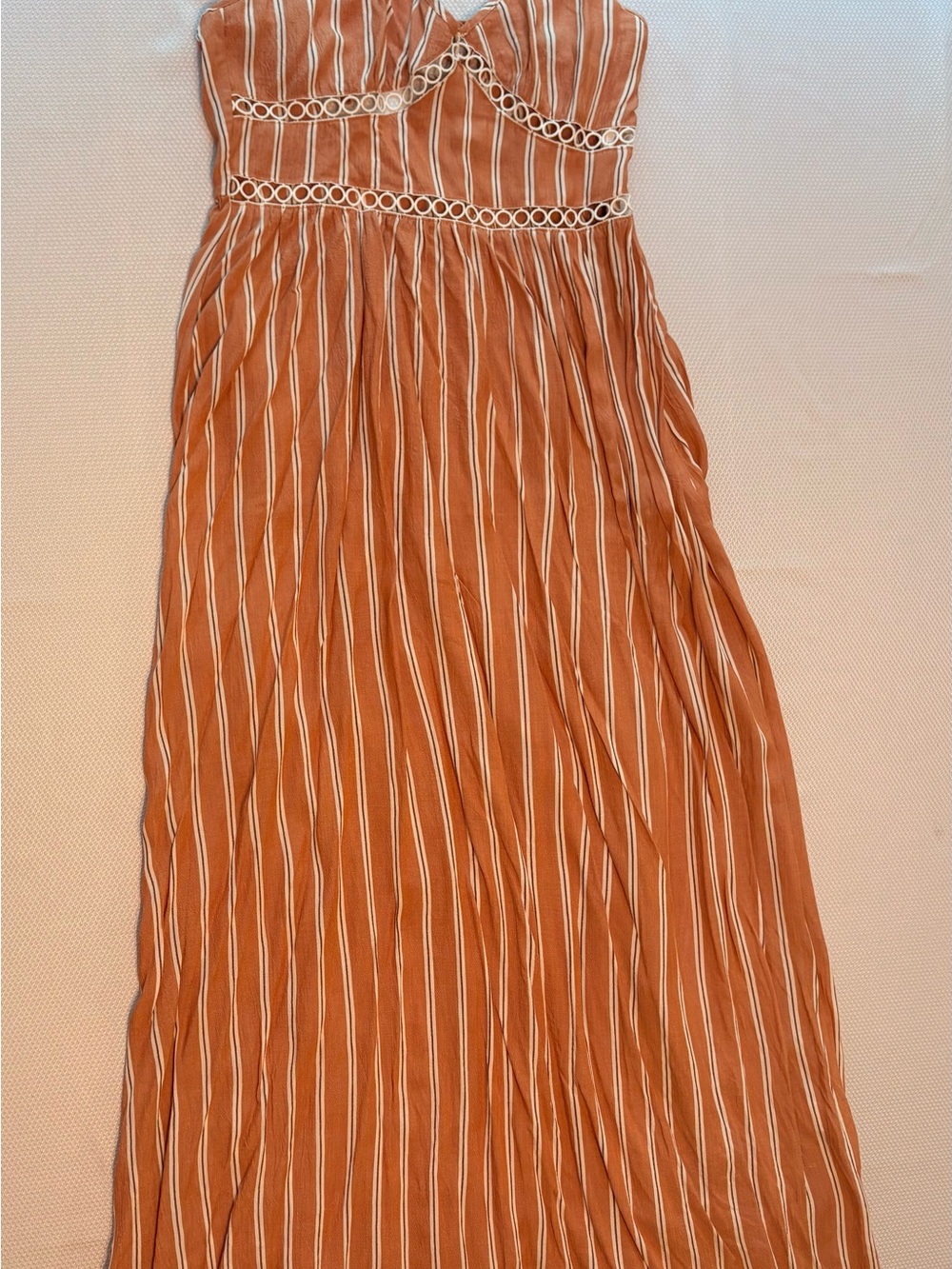 Forever 21 Rust and White Striped Backless Maxi Dress